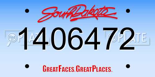 1406472 South Dakota License Plate