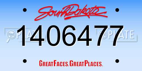 1406477 South Dakota License Plate
