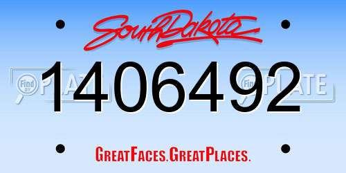 1406492 South Dakota License Plate