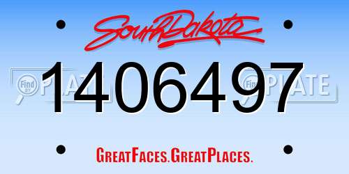 1406497 South Dakota License Plate