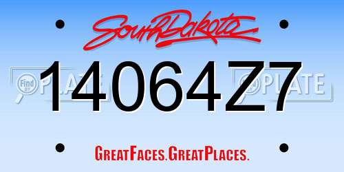 14064Z7 South Dakota License Plate