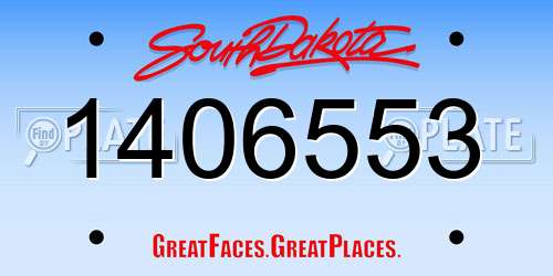 1406553 South Dakota License Plate