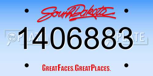 1406883 South Dakota License Plate