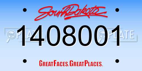 1408001 South Dakota License Plate