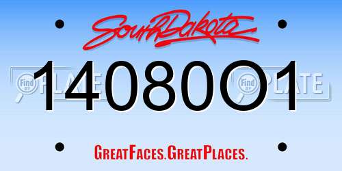 14080O1 South Dakota License Plate