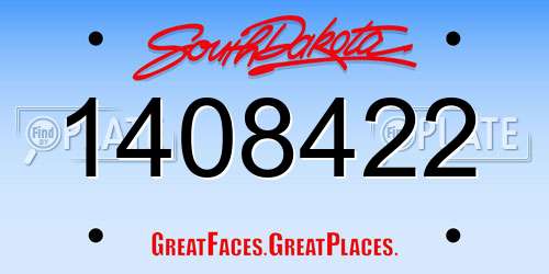 1408422 South Dakota License Plate