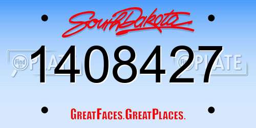 1408427 South Dakota License Plate