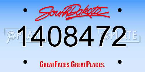 1408472 South Dakota License Plate