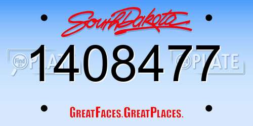 1408477 South Dakota License Plate