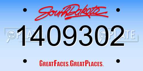 1409302 South Dakota License Plate
