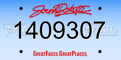 1409307 South Dakota License Plate