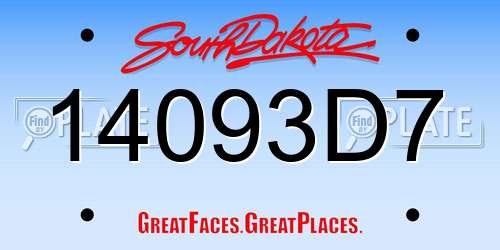 14093D7 South Dakota License Plate