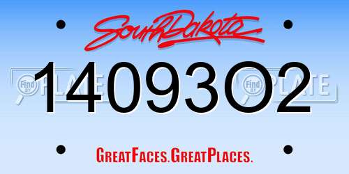 14093O2 South Dakota License Plate