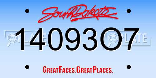 14093O7 South Dakota License Plate