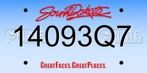 14093Q7 South Dakota License Plate