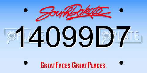 14099D7 South Dakota License Plate