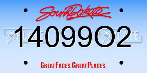 14099O2 South Dakota License Plate