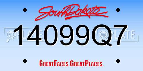 14099Q7 South Dakota License Plate