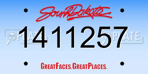 1411257 South Dakota License Plate