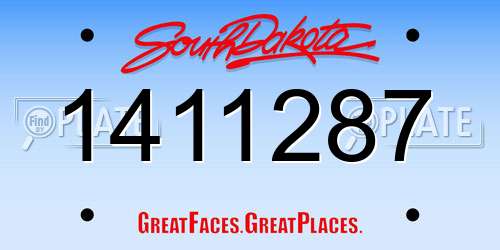 1411287 South Dakota License Plate