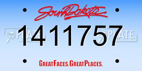 1411757 South Dakota License Plate
