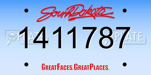 1411787 South Dakota License Plate