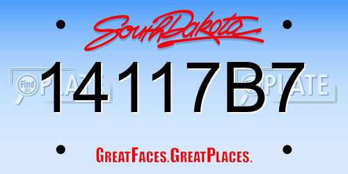 14117B7 South Dakota License Plate