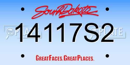 14117S2 South Dakota License Plate