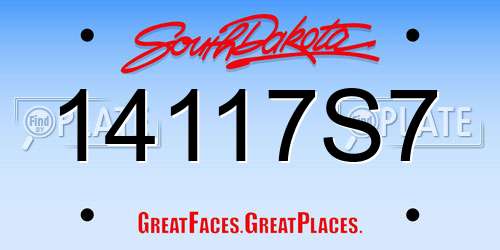 14117S7 South Dakota License Plate