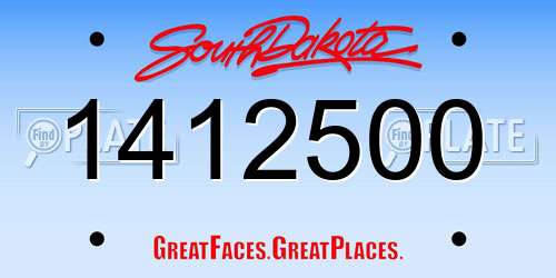 1412500 South Dakota License Plate