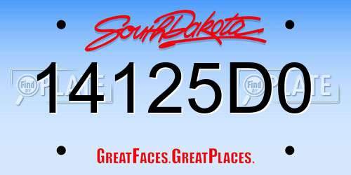 14125D0 South Dakota License Plate