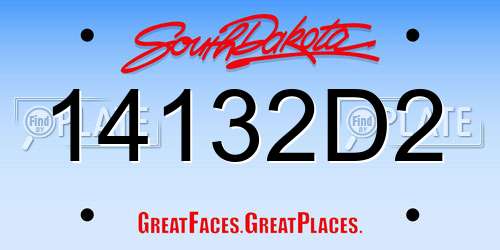 14132D2 South Dakota License Plate