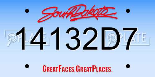 14132D7 South Dakota License Plate
