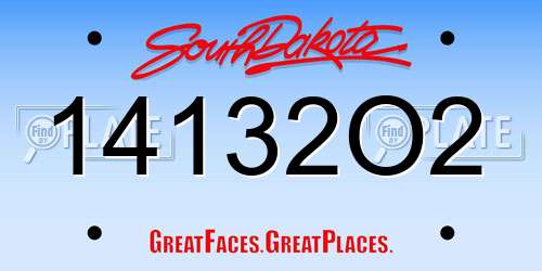 14132O2 South Dakota License Plate