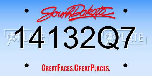 14132Q7 South Dakota License Plate