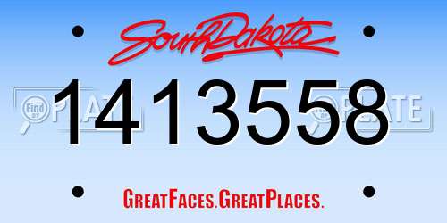 1413558 South Dakota License Plate