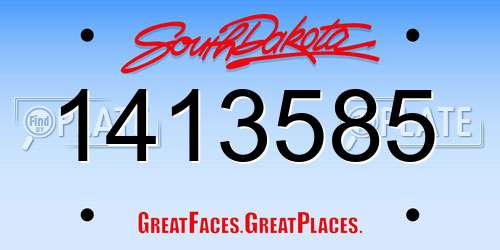 1413585 South Dakota License Plate
