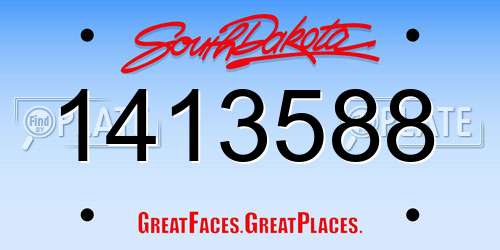 1413588 South Dakota License Plate