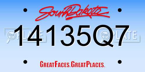 14135Q7 South Dakota License Plate