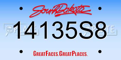 14135S8 South Dakota License Plate