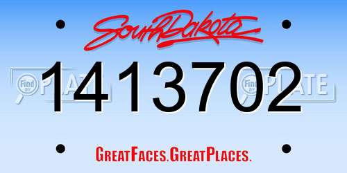 1413702 South Dakota License Plate