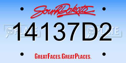 14137D2 South Dakota License Plate