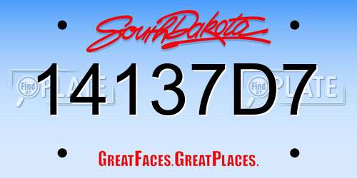 14137D7 South Dakota License Plate
