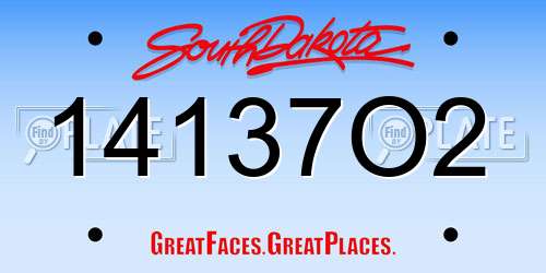 14137O2 South Dakota License Plate