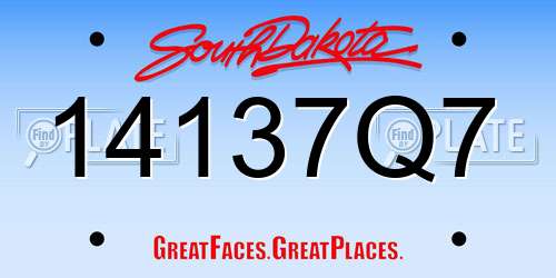14137Q7 South Dakota License Plate