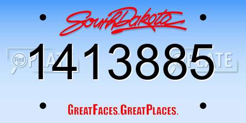 1413885 South Dakota License Plate