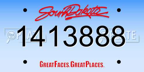 1413888 South Dakota License Plate