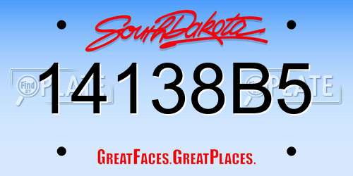 14138B5 South Dakota License Plate
