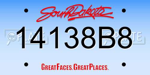 14138B8 South Dakota License Plate