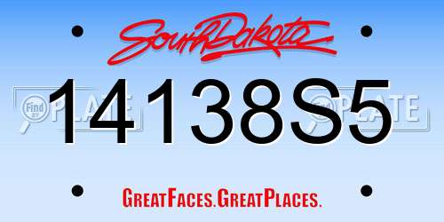 14138S5 South Dakota License Plate